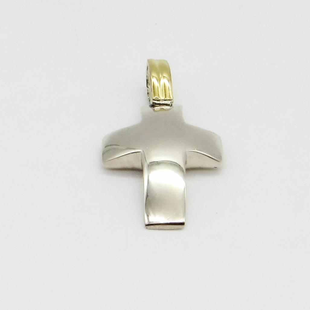 DIJE CRUZ BOMBE 18x24MM /PLATA Y ORO